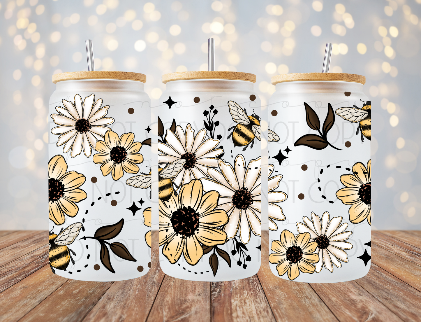 Floral Bees 16 Oz Wrap