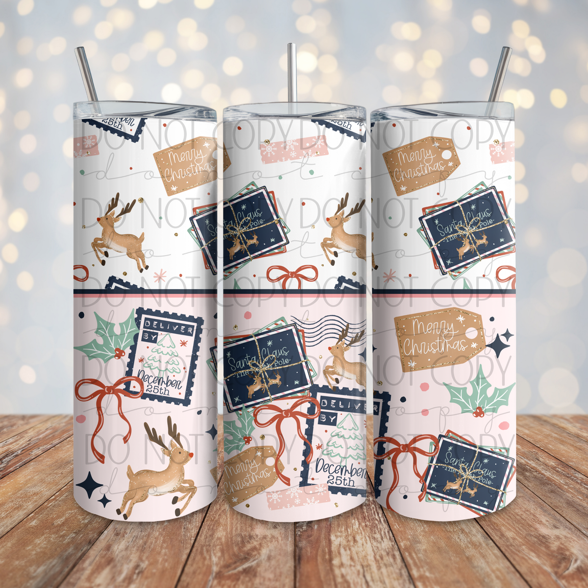 Christmas Stamps 20 oz Wrap