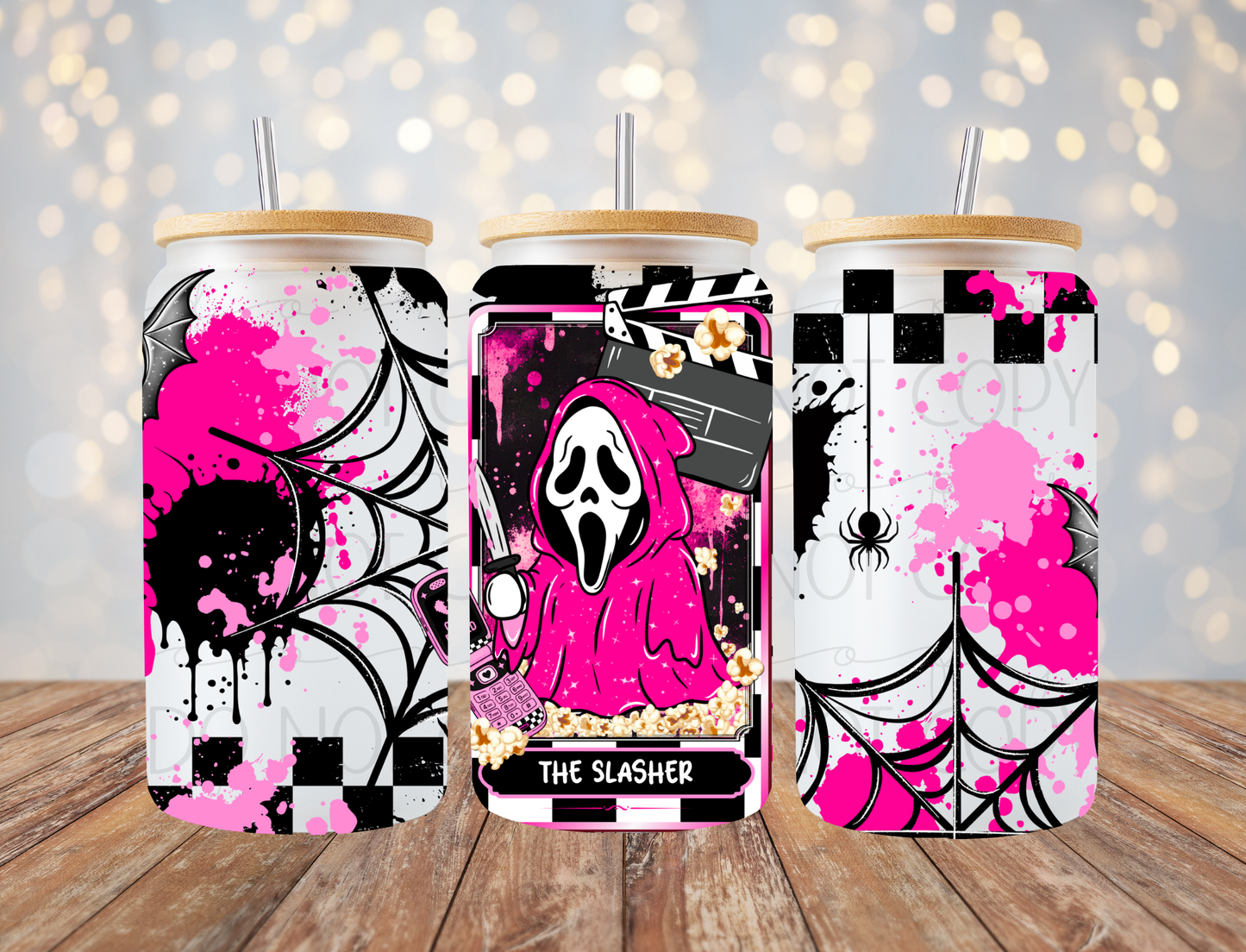 Pink Ghost Horror Tarot 16 Oz Wrap