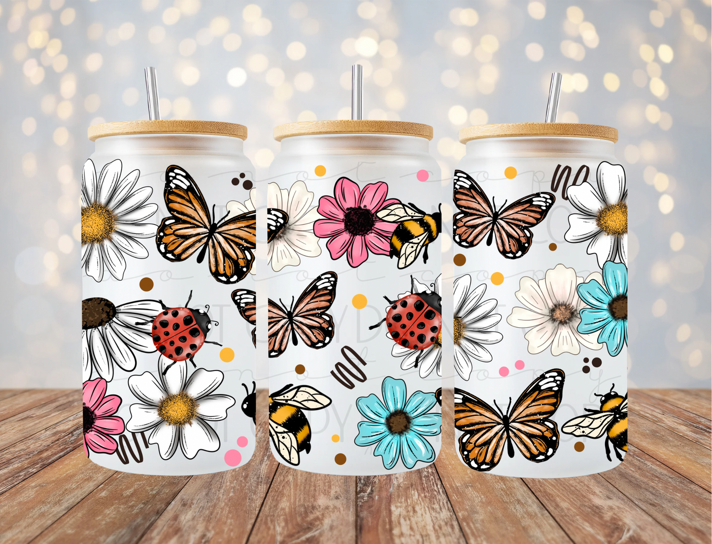 Butterflies & Flowers 16 Oz Wrap