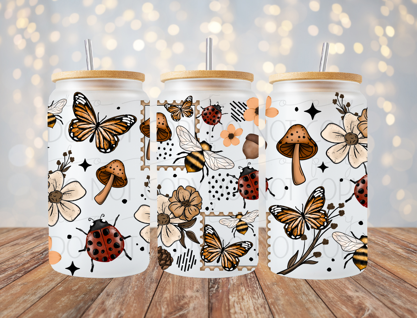 Floral Bee Stamps 16 Oz Wrap