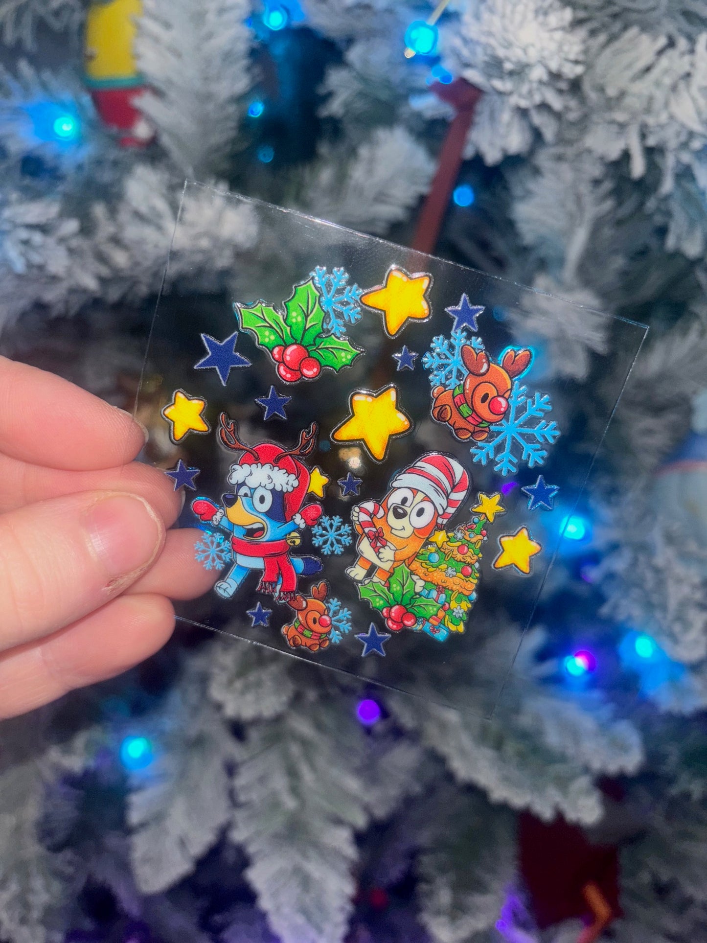 Blue Dog Christmas Decal 2