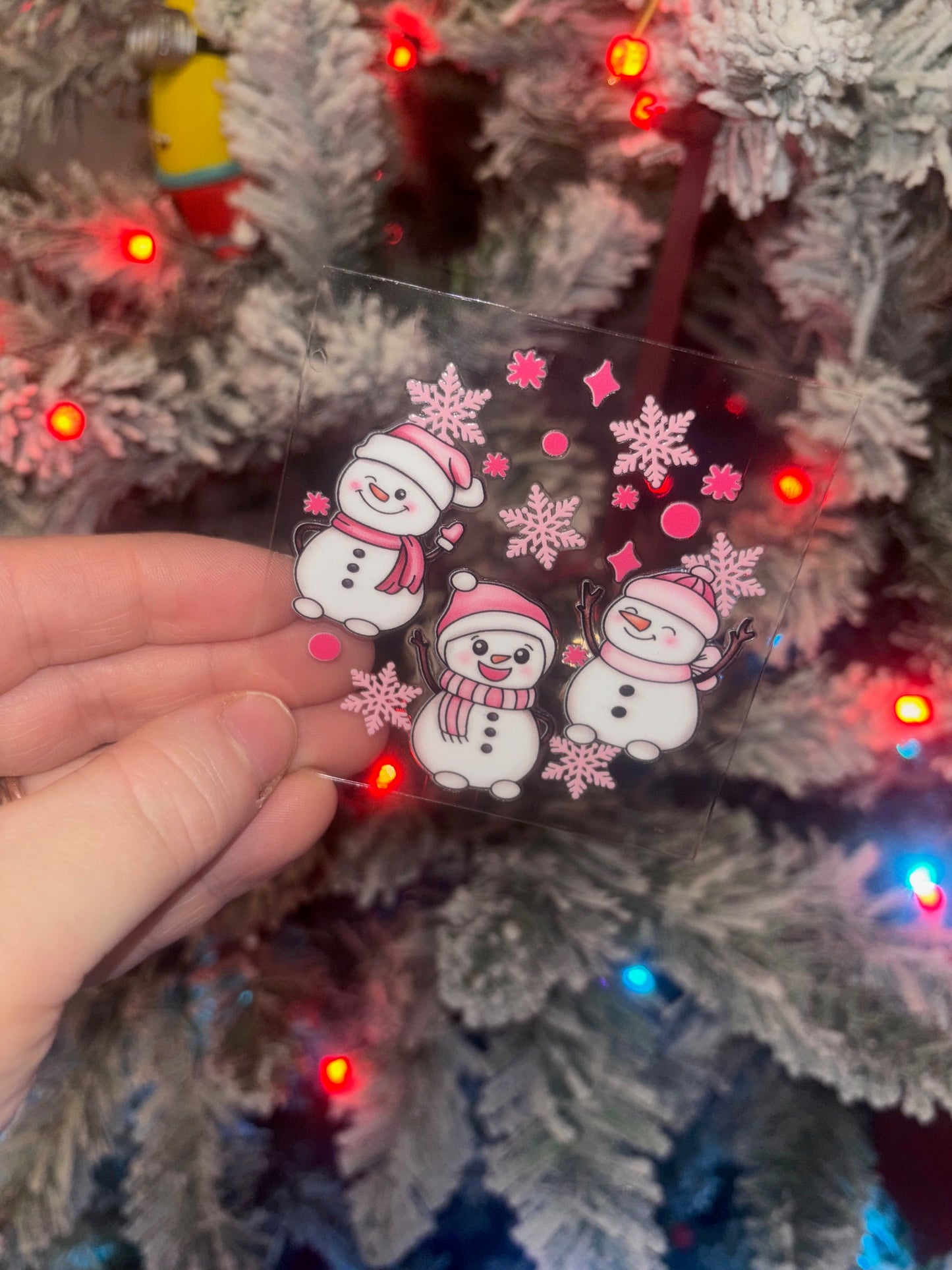 Pink Snowman Christmas Decal