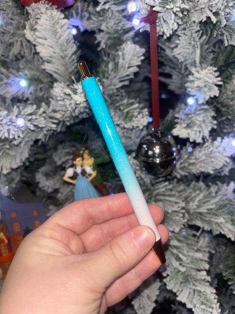 Teal Pink Ombre Glitter Pen