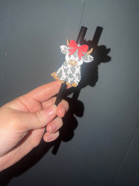 Cow 3D Straw Topper
