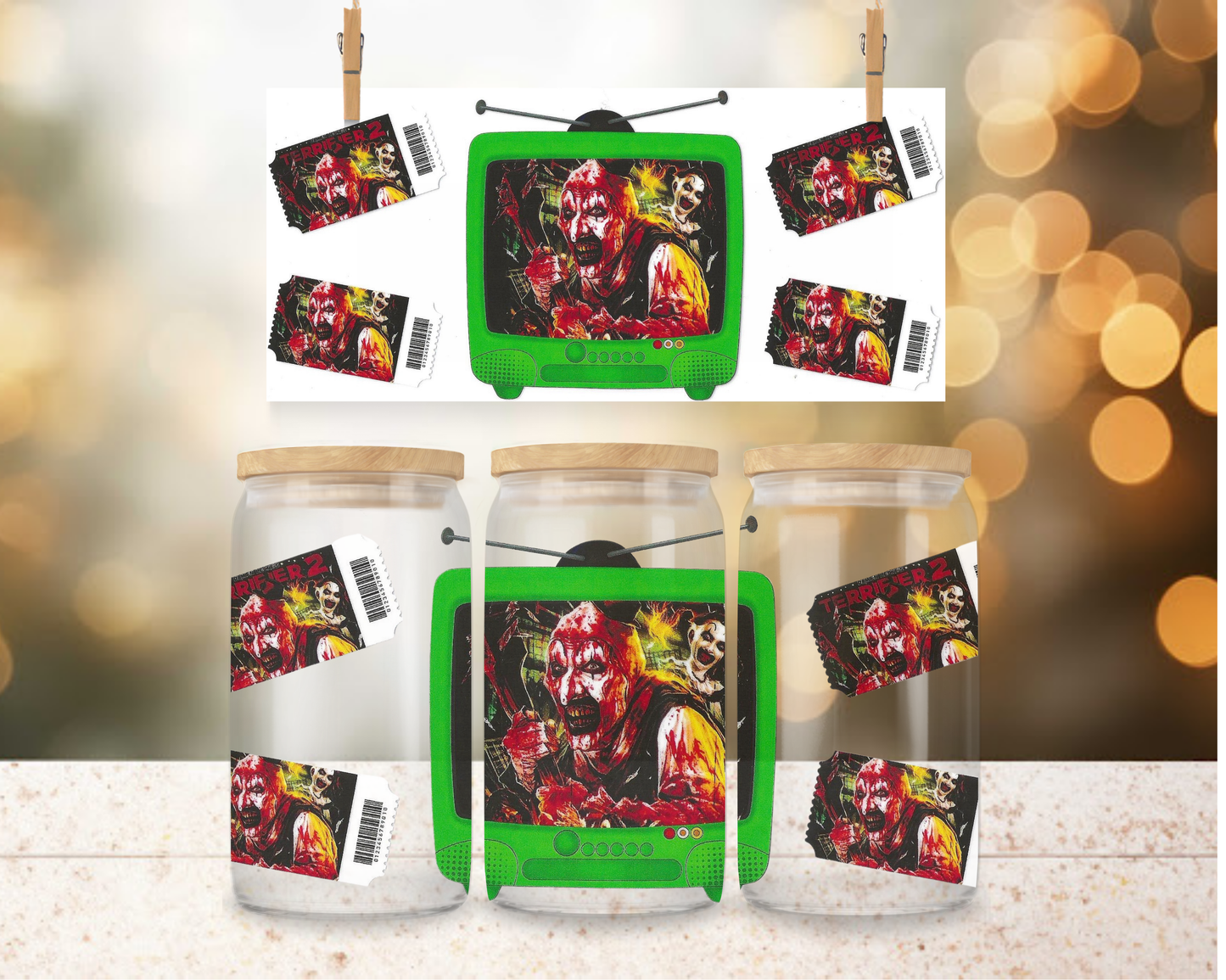 Clown Horror TV 16 oz Wrap