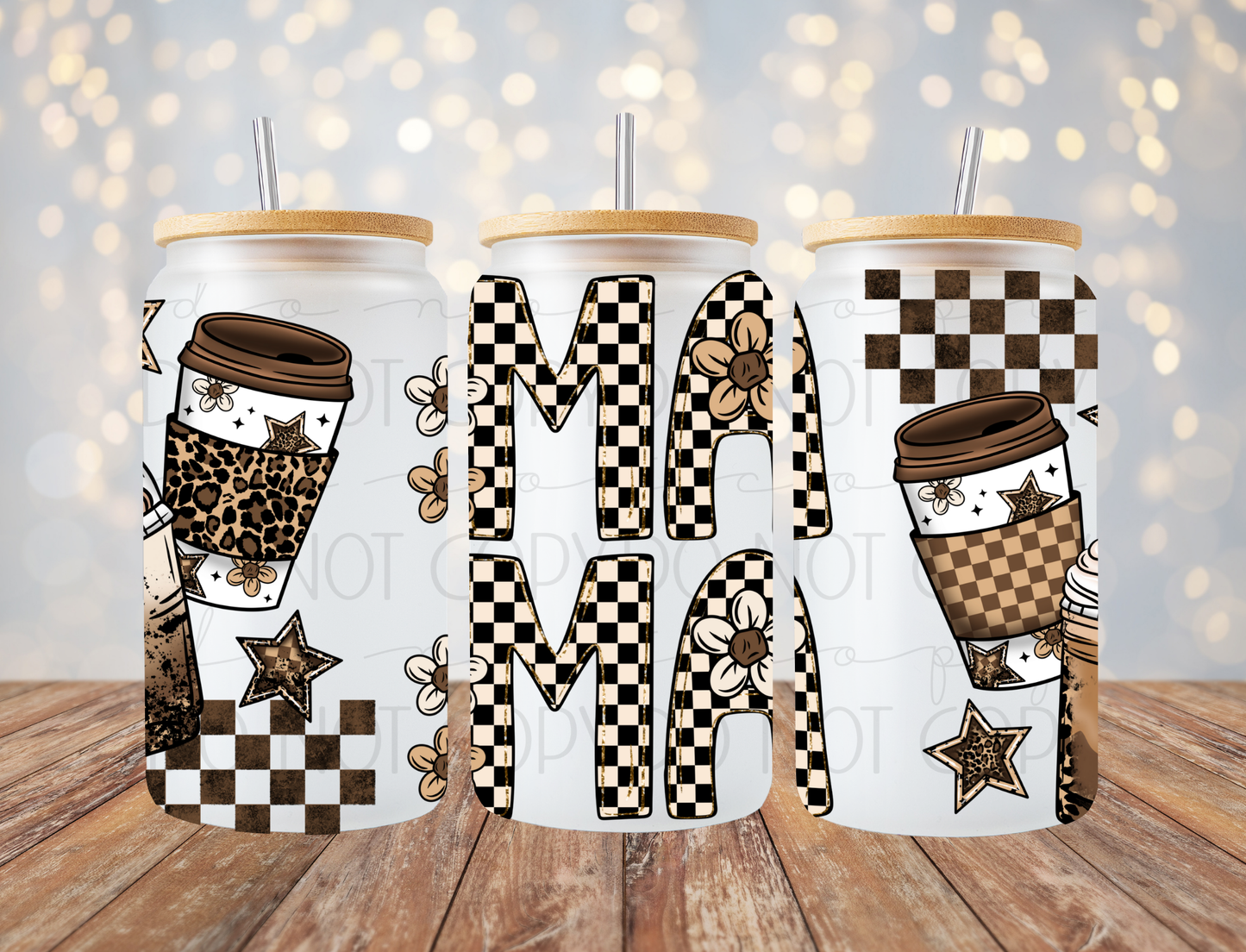 Brown Checkered Mama 16 Oz Wrap