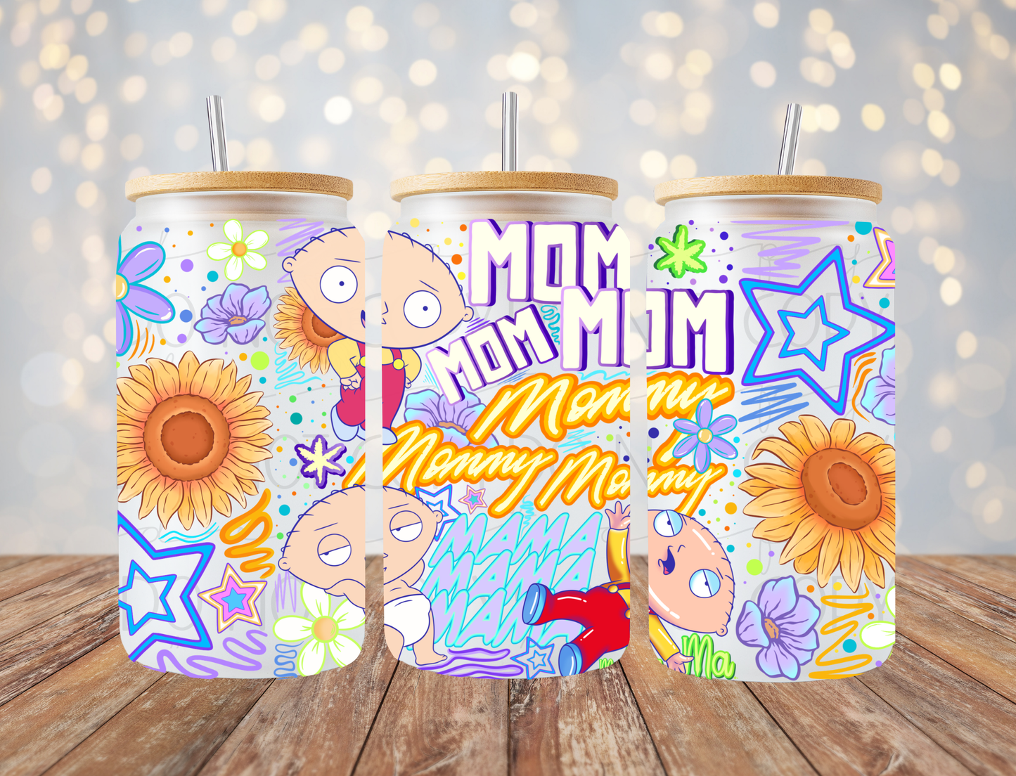 Mom Mom Mom 16 Oz Wrap