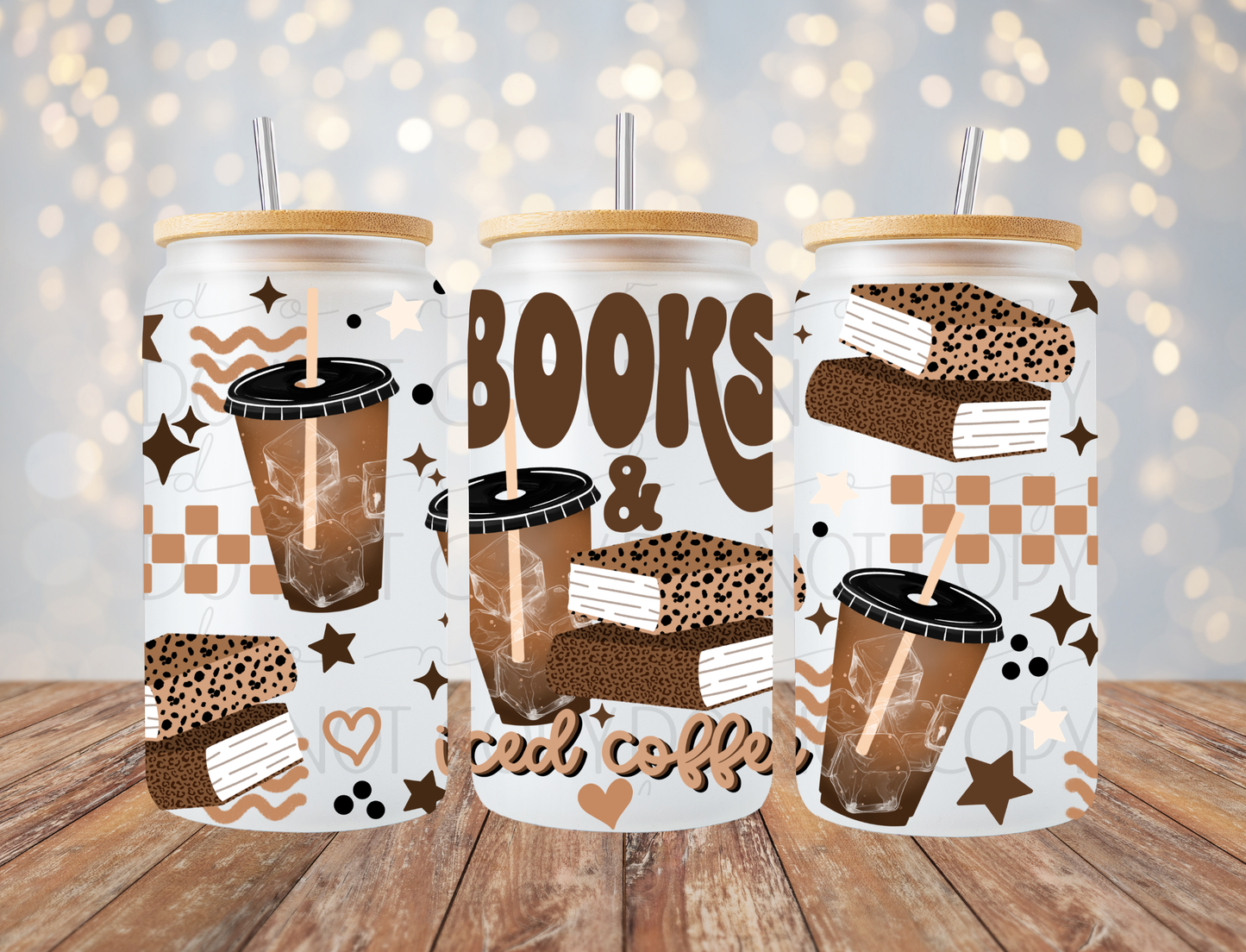 Books & Iced Coffee 16 Oz Wrap
