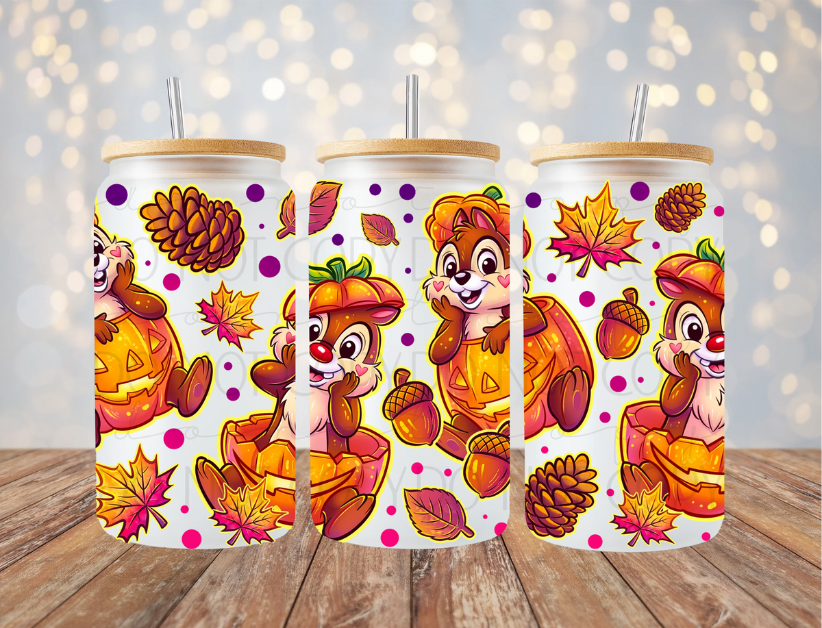 Fall Chipmunks 16 Oz Wrap