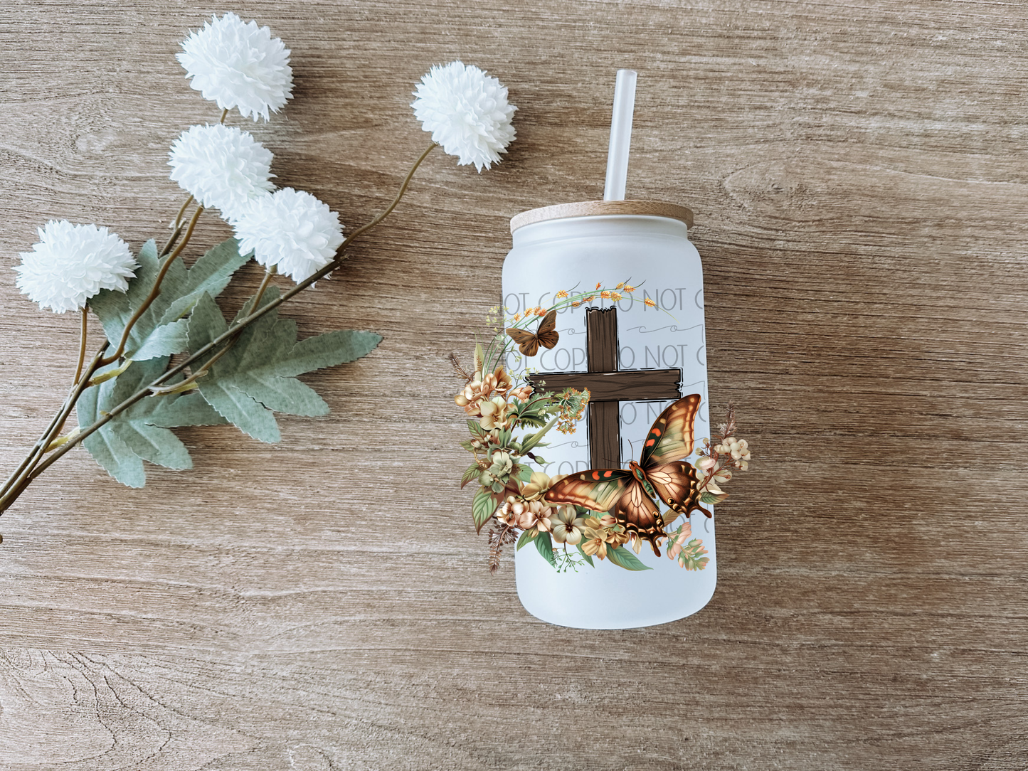 Cross & Butterfly Decal