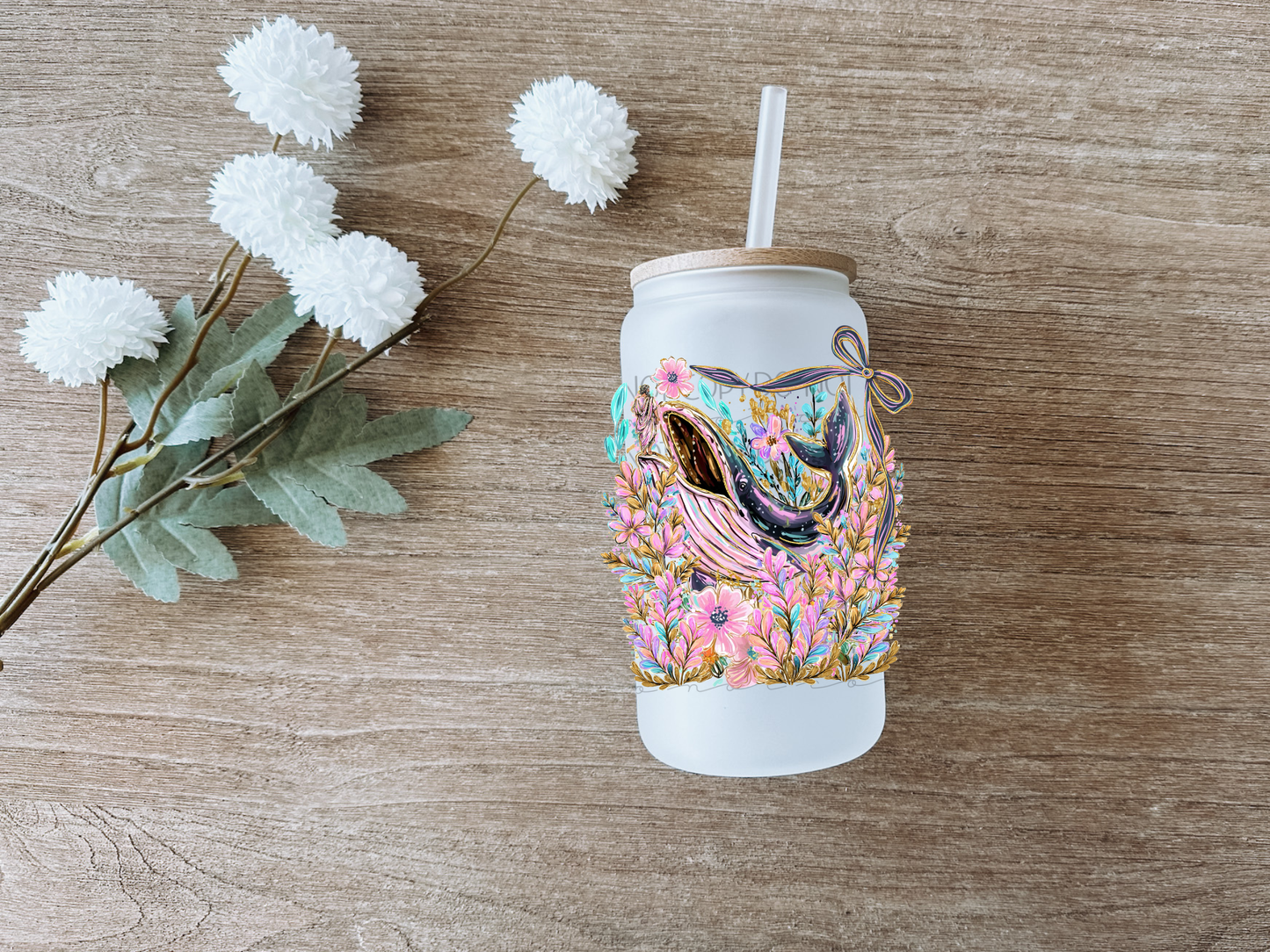Floral Whale Decal