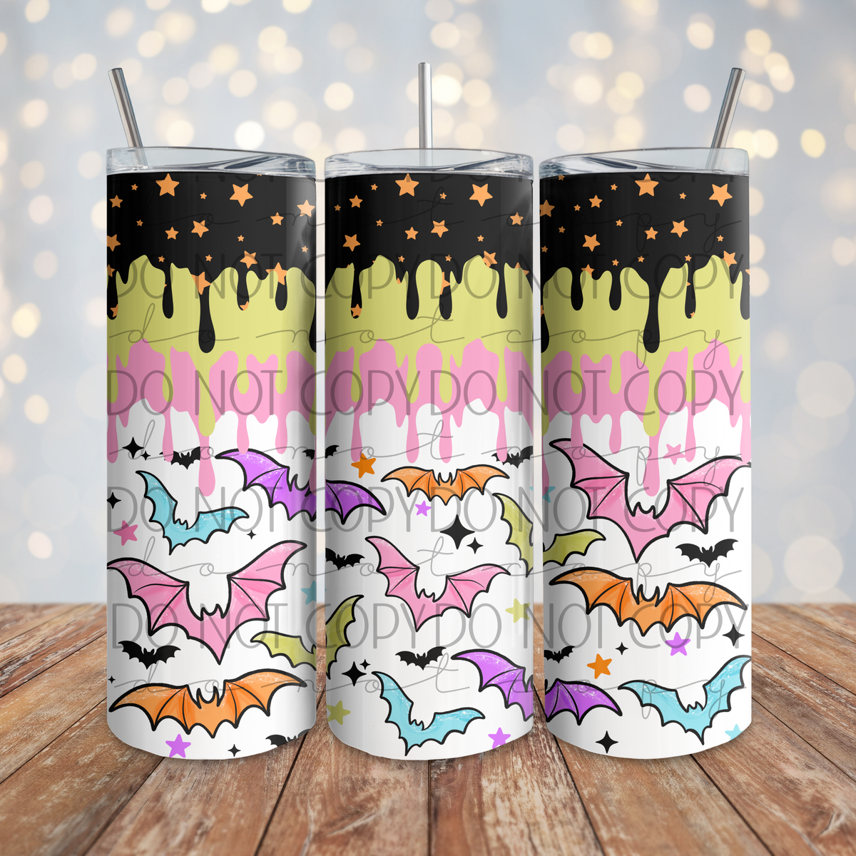 Colorful Bats 20 oz Wrap
