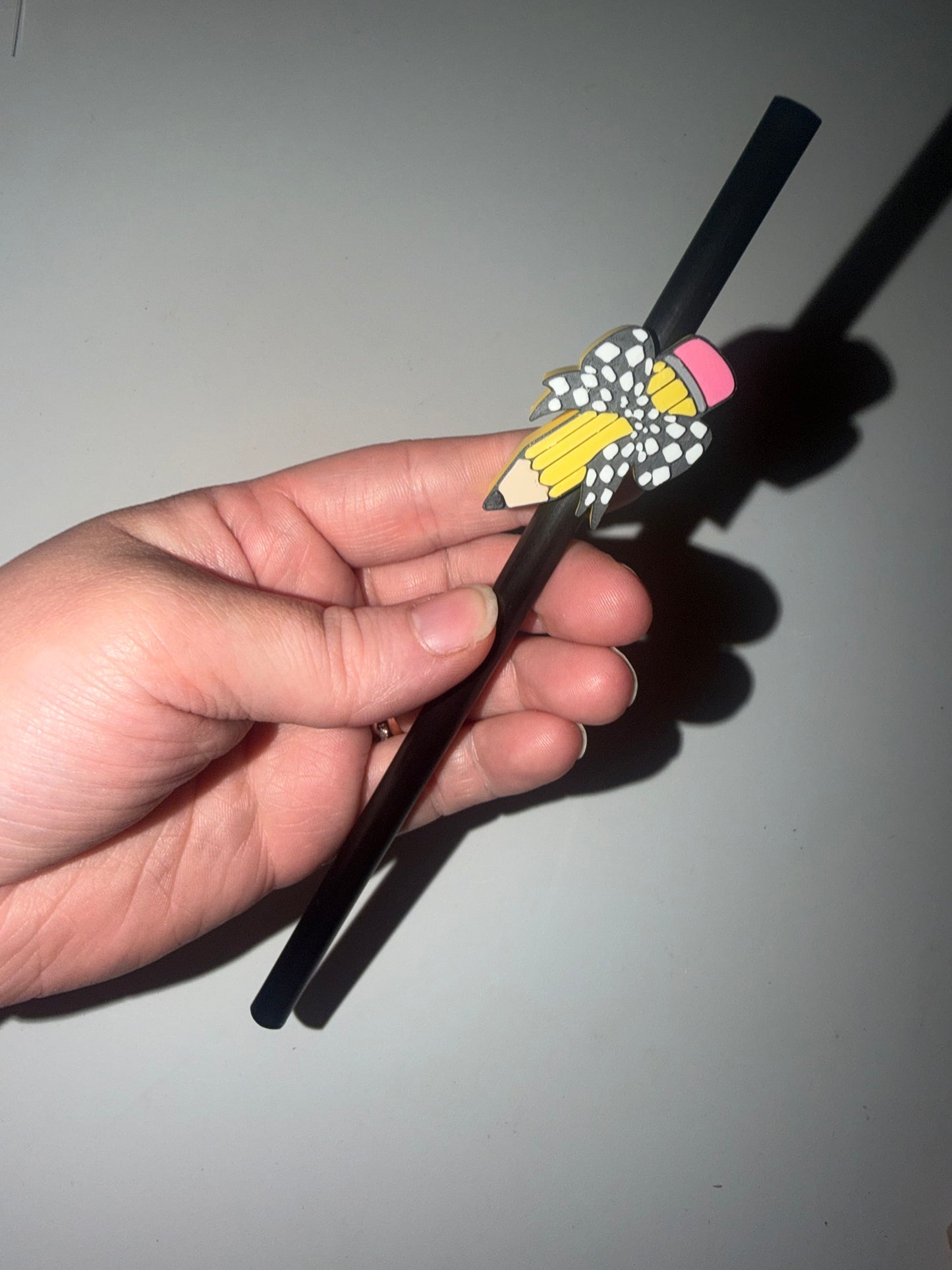 Pencil 3D Straw Topper