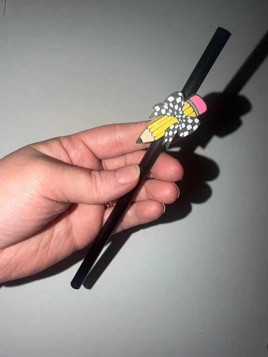 Pencil 3D Straw Topper