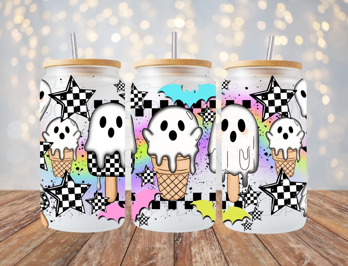 Ghost Ice Cream 16 Oz Wrap