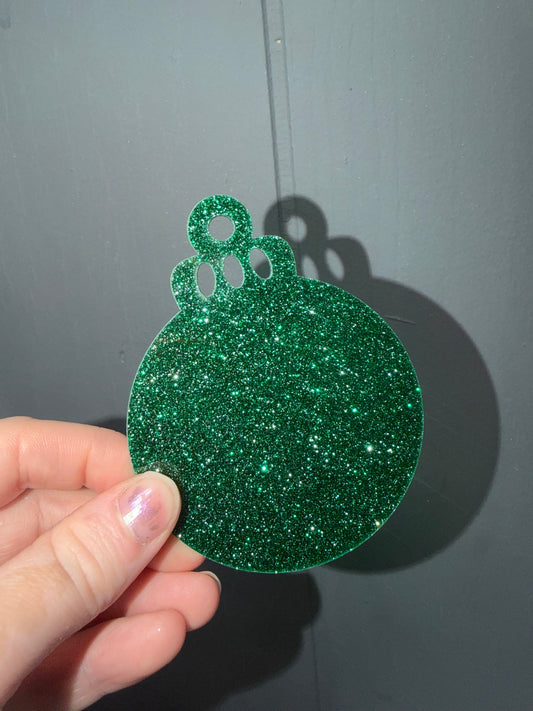 Dark Green Glitter Ornaments
