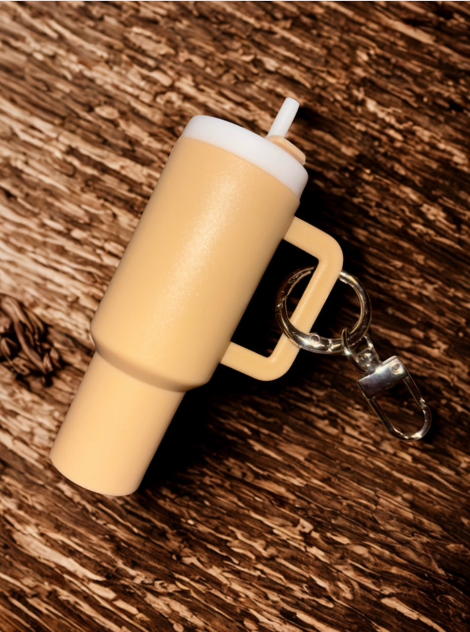 Tan Mini Tumbler Keychain