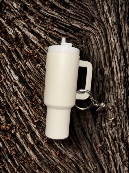 White Mini Tumbler Keychain