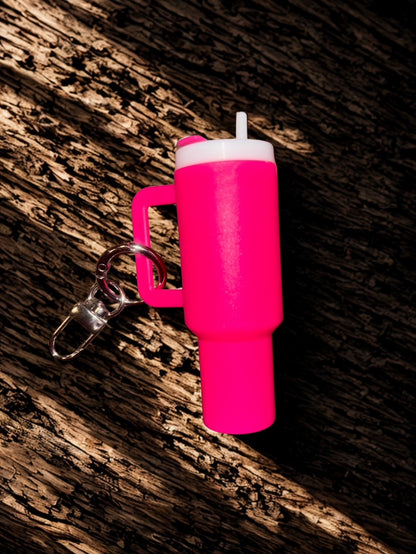 Hot Pink Mini Tumbler Keychain