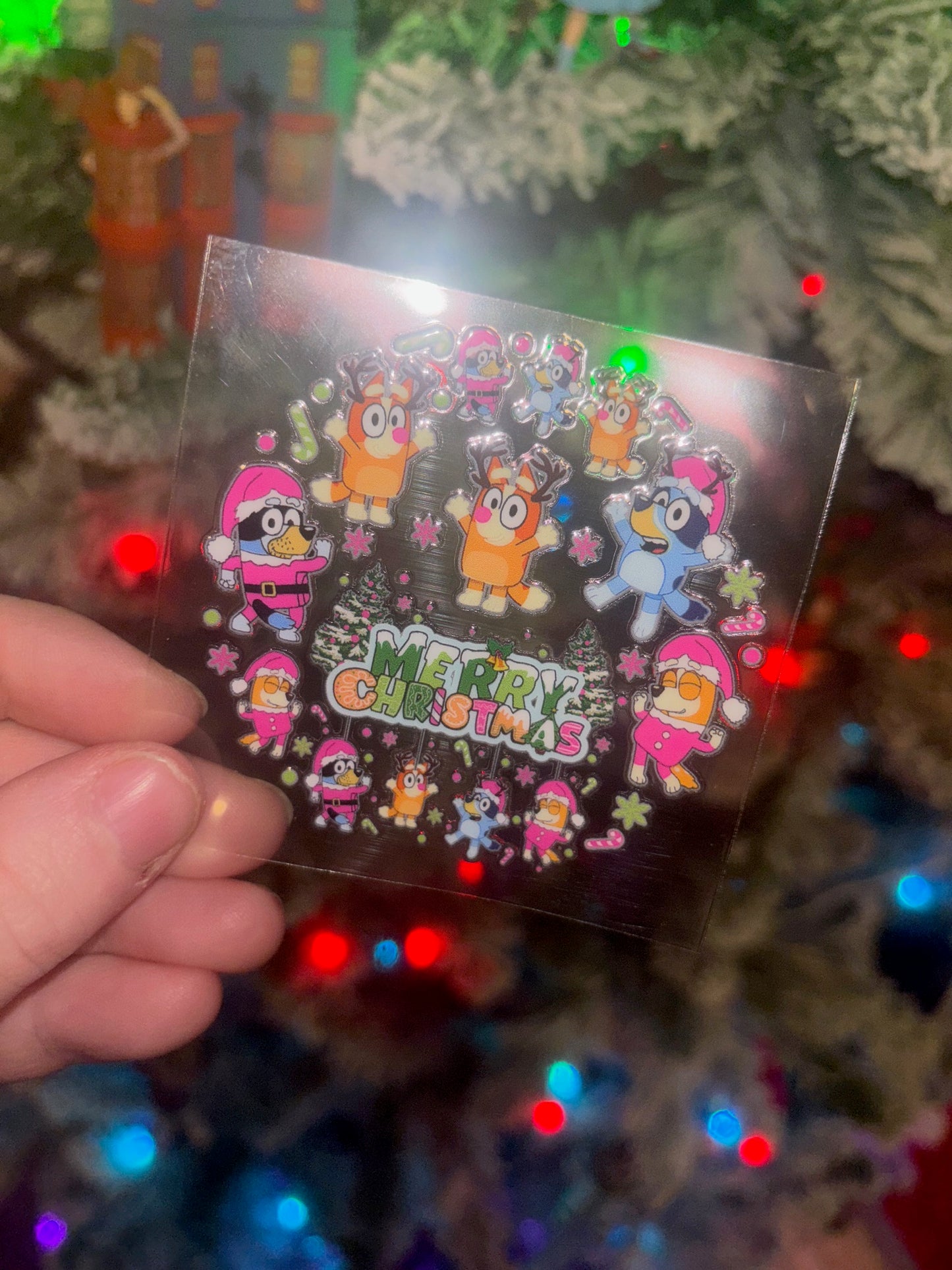 Blue Dog Christmas Decal