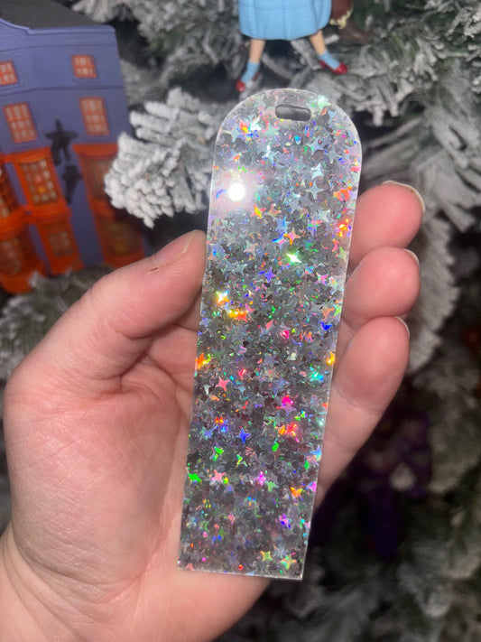 Clear with Silver Flakes Bookmark