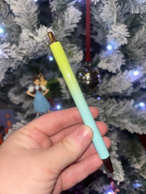 Green Blue Ombre Glitter Pen