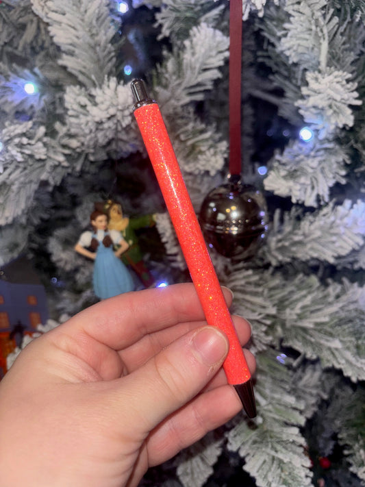 Bright Salmon Glitter Pen