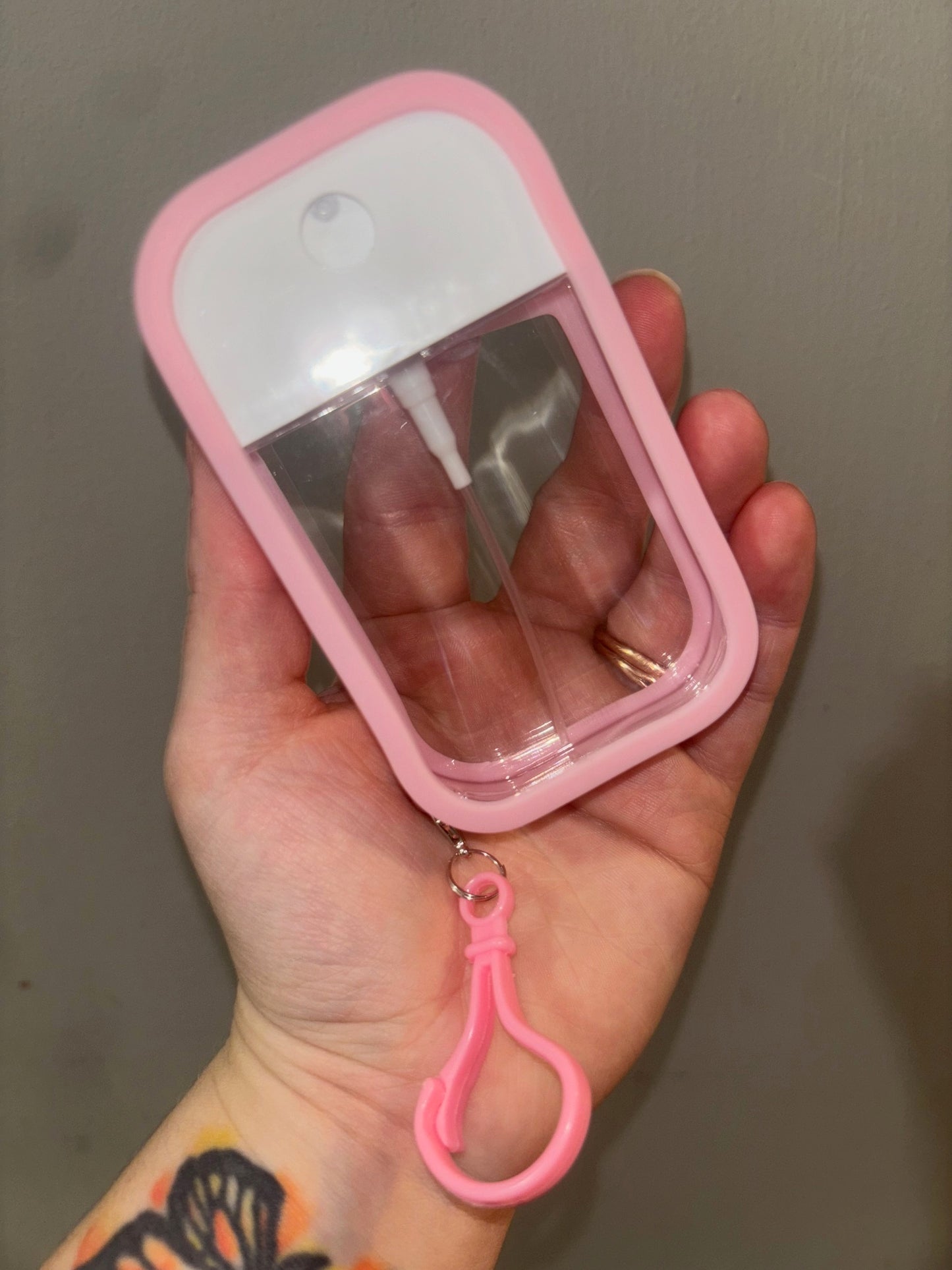 Light Pink Spray Bottle Keychain