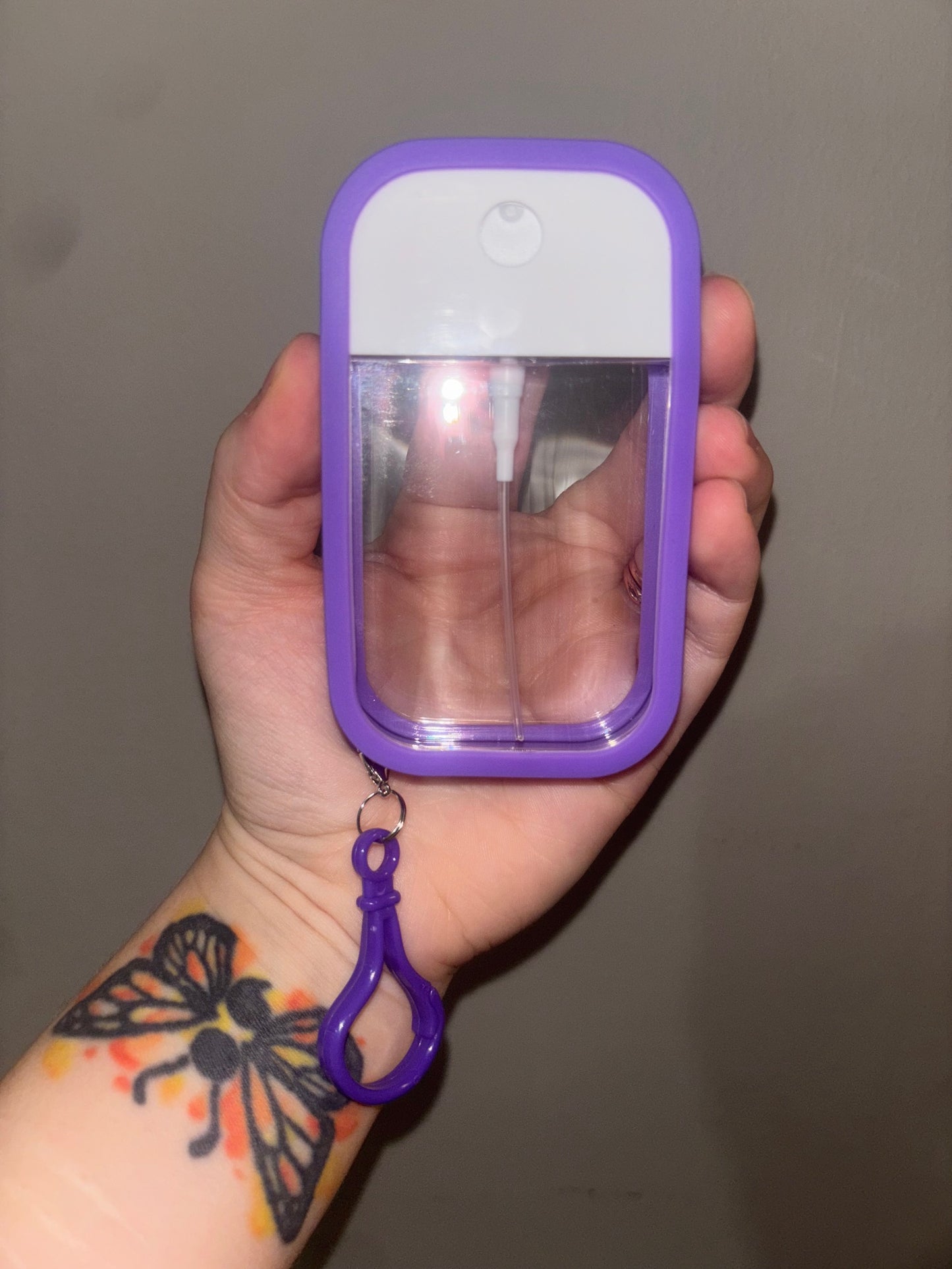 Purple Spray Bottle Keychain